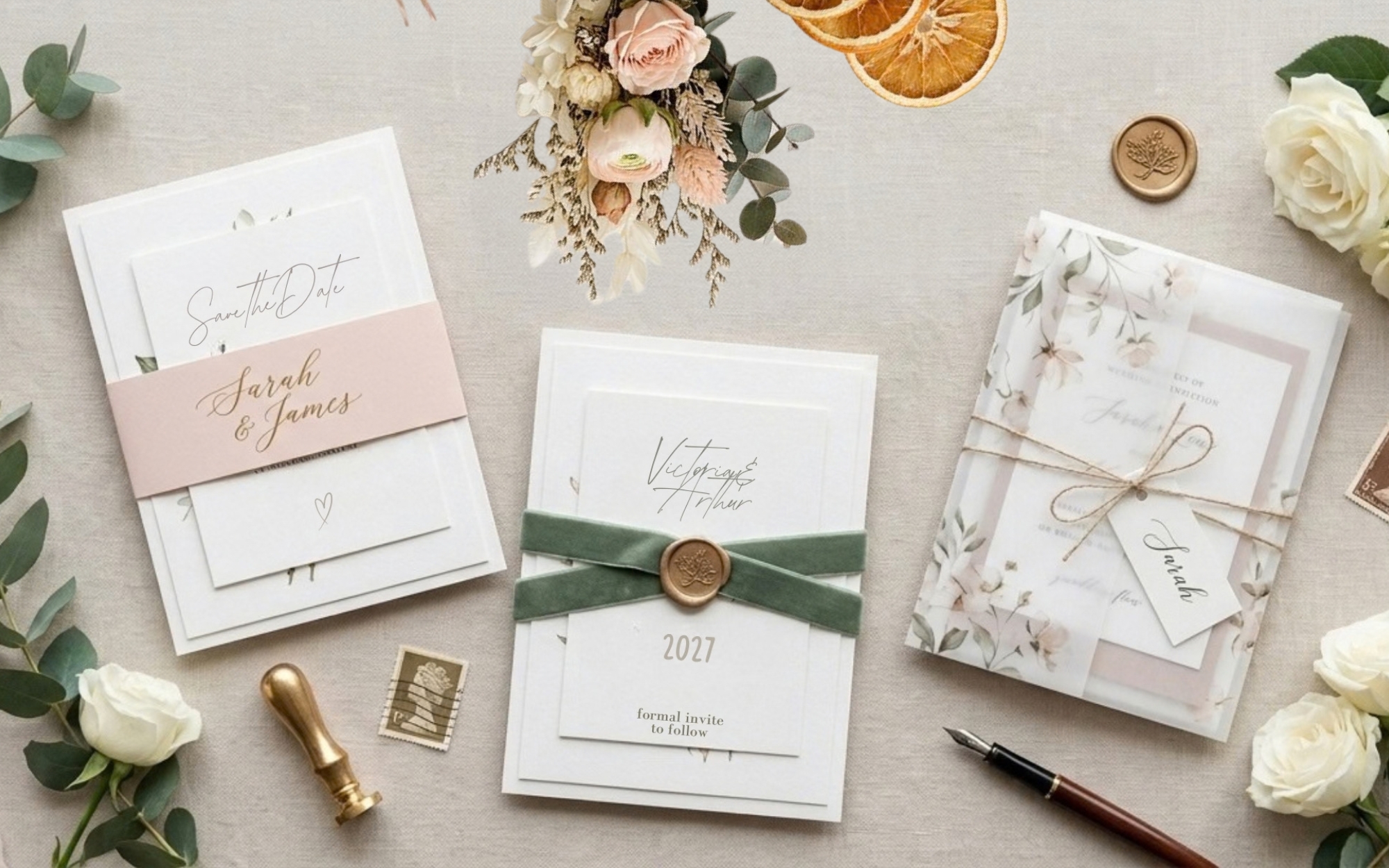 Wedding stationery wrap detail